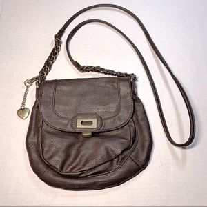 Roxy brown faux leather crossbody purse